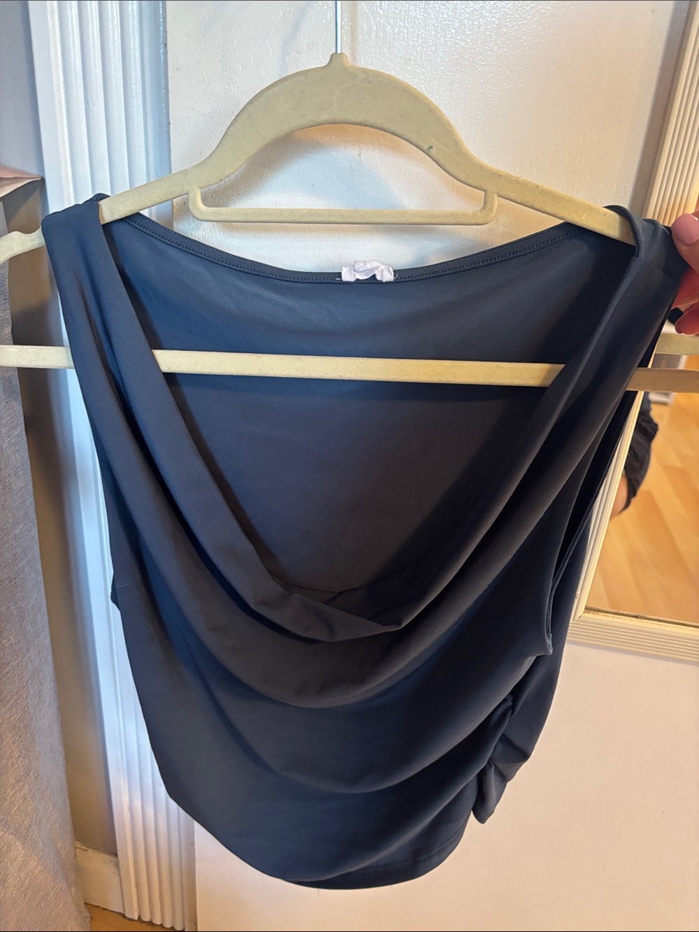 Garage Draped Back Tank Top in Dark Navy
